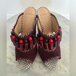 Alexandre Birman Beaded Suede Mule Sandals